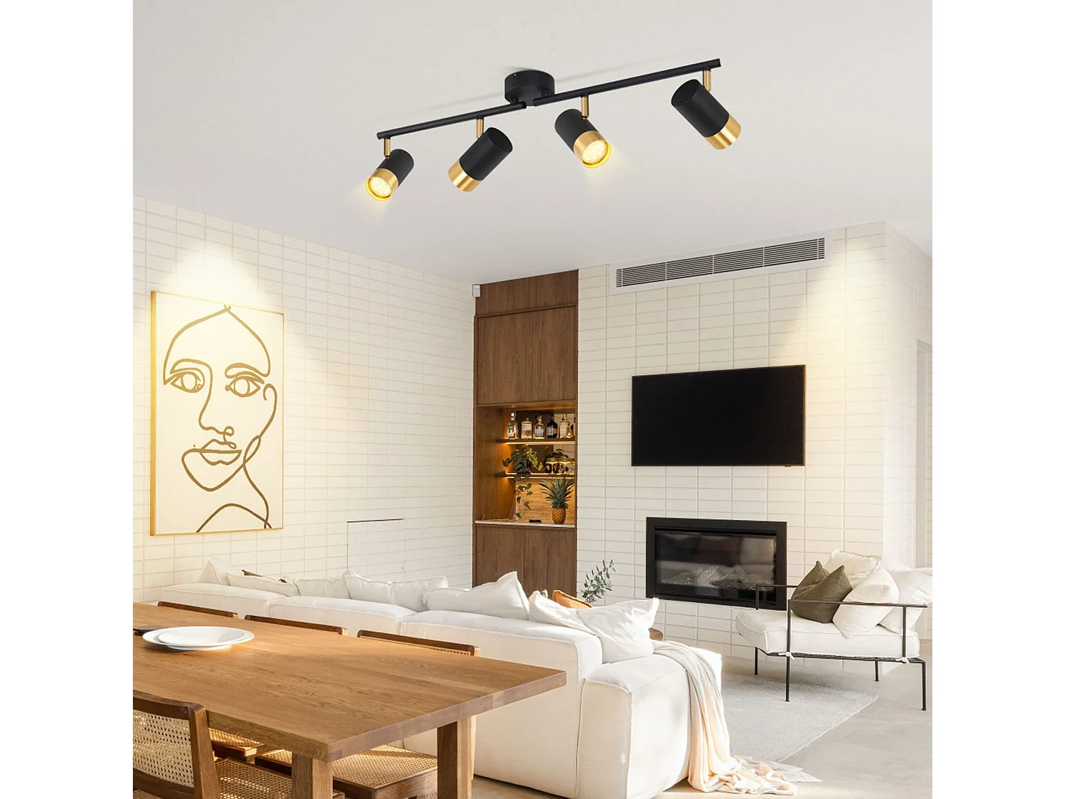 NETTLIFE Spot de plafond GU10 lampe de couloir noir doré orientable à 350° vintage