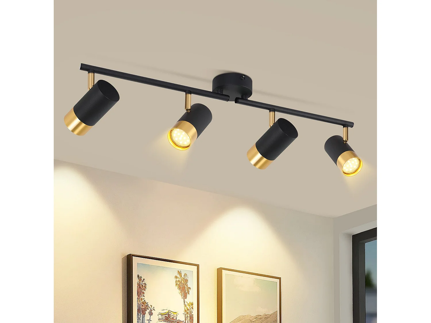 NETTLIFE Plafondspot GU10 Ganglamp Zwart Goud 350° Verstelbaar Vintage