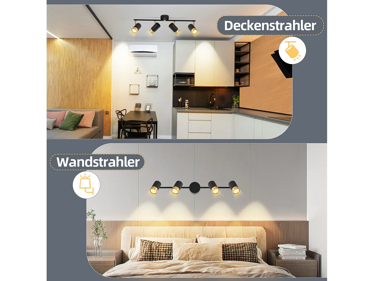 NETTLIFE Plafondspot GU10 Ganglamp Zwart Goud 350° Verstelbaar Vintage