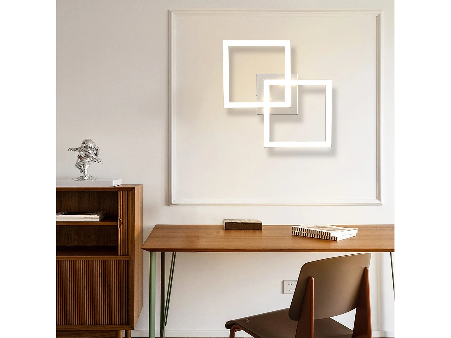 NETTLIFE Plafonnier LED carré argenté moderne pour chambre à coucher 24 W en métal 3000 K blanc chaud pour couloir