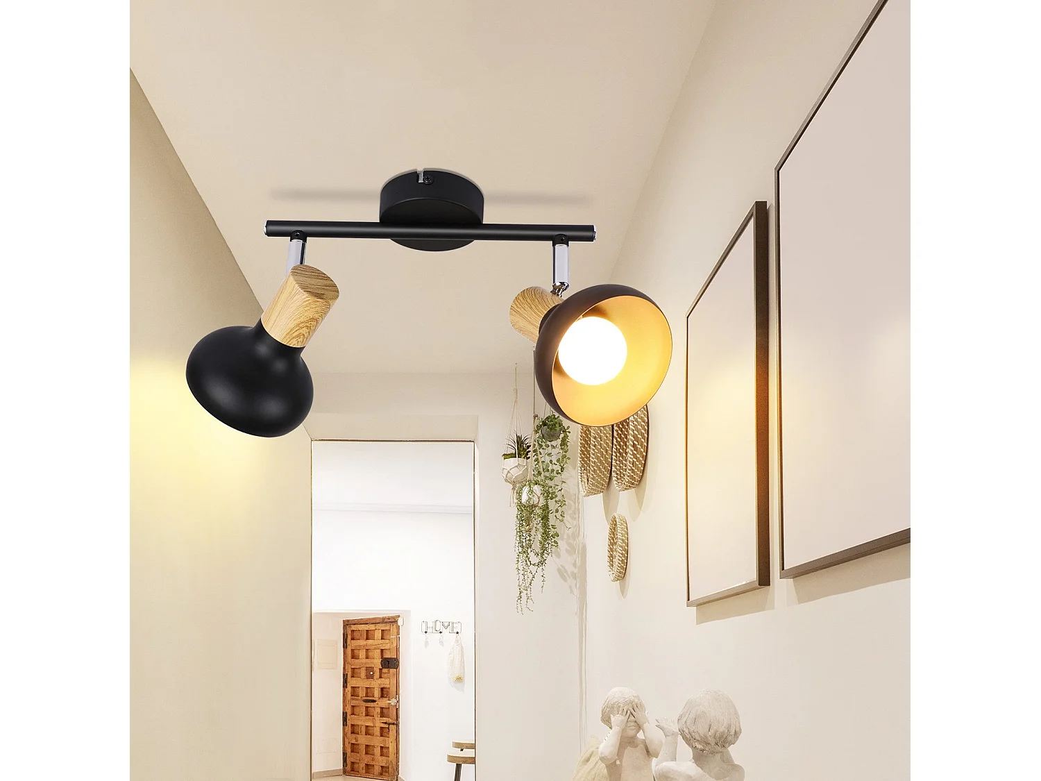 NETTLIFE Plafondlamp Spot 2 Vlammen E14 Vintage Zwarte Plafondlamp voor Woonkamer Hotel