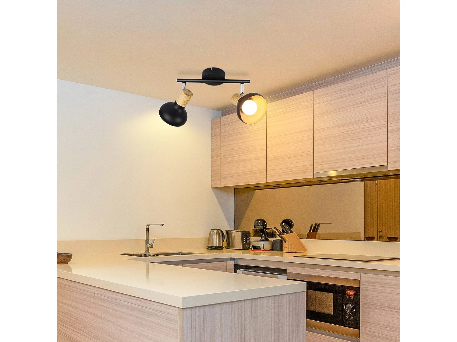 NETTLIFE Plafondlamp Spot 2 Vlammen E14 Vintage Zwarte Plafondlamp voor Woonkamer Hotel