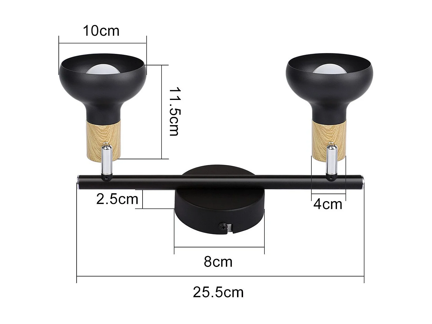 NETTLIFE Plafonnier Spot 2 Flammes E14 Vintage Noir Plafonnier pour Salon Hôtel