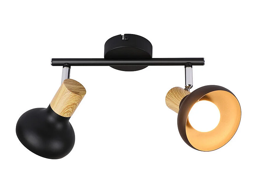 NETTLIFE Plafonnier Spot 2 Flammes E14 Vintage Noir Plafonnier pour Salon Hôtel