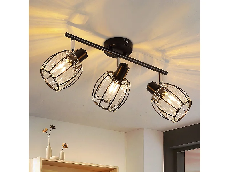 Lampa sufitowa Spot 3 płomienie Retro E14 Lampa sufitowa kryształowy abażur hotelowy