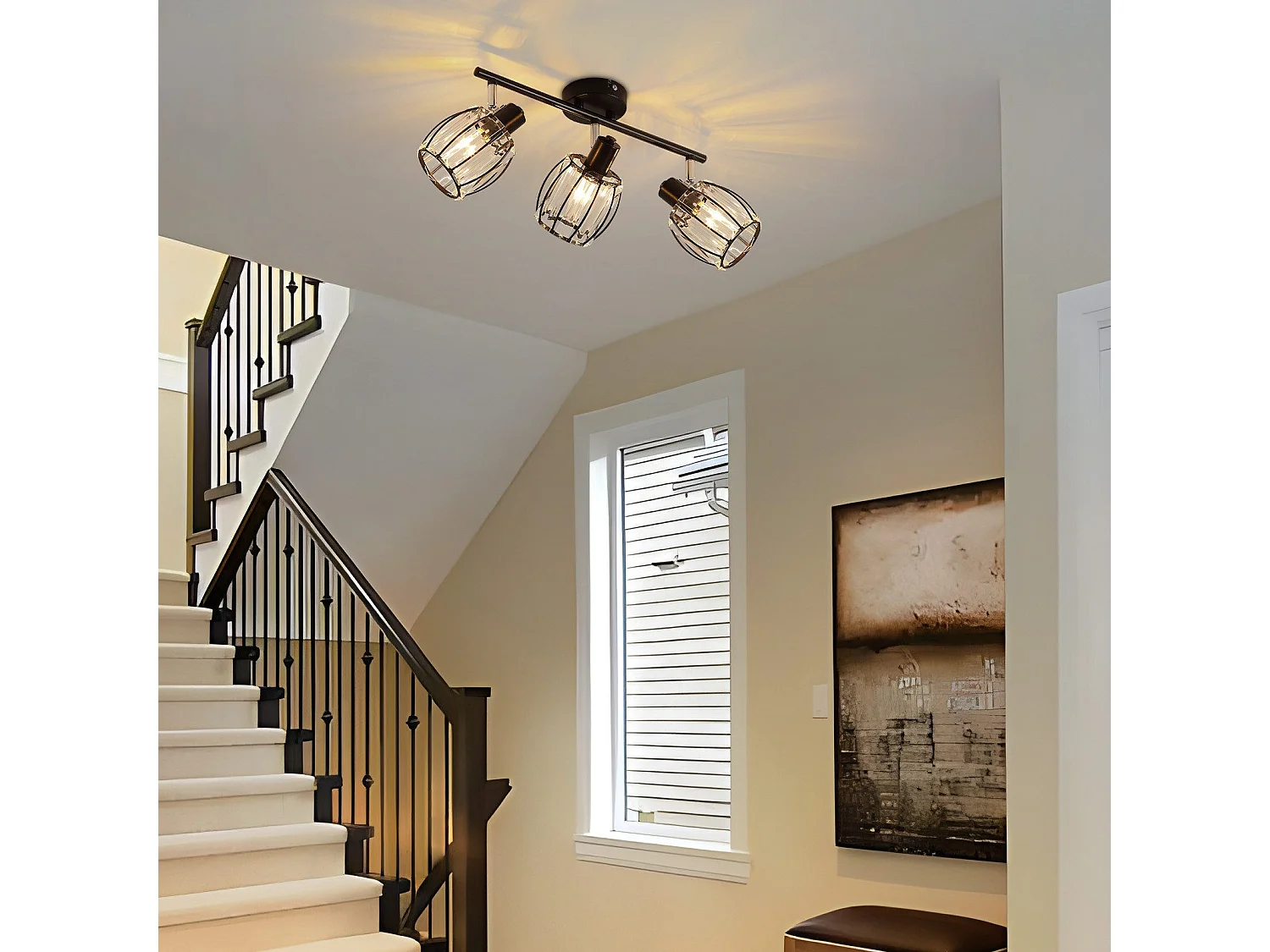 Lampa sufitowa Spot 3 płomienie Retro E14 Lampa sufitowa kryształowy abażur hotelowy