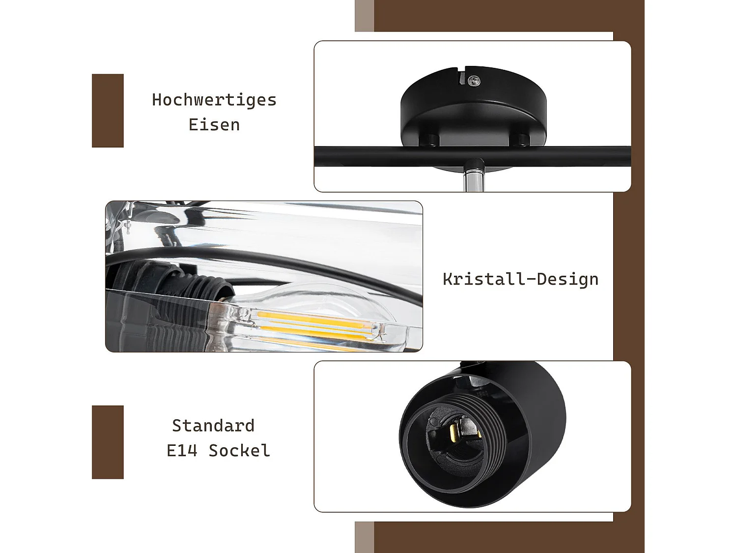 Lampa sufitowa Spot 3 płomienie Retro E14 Lampa sufitowa kryształowy abażur hotelowy