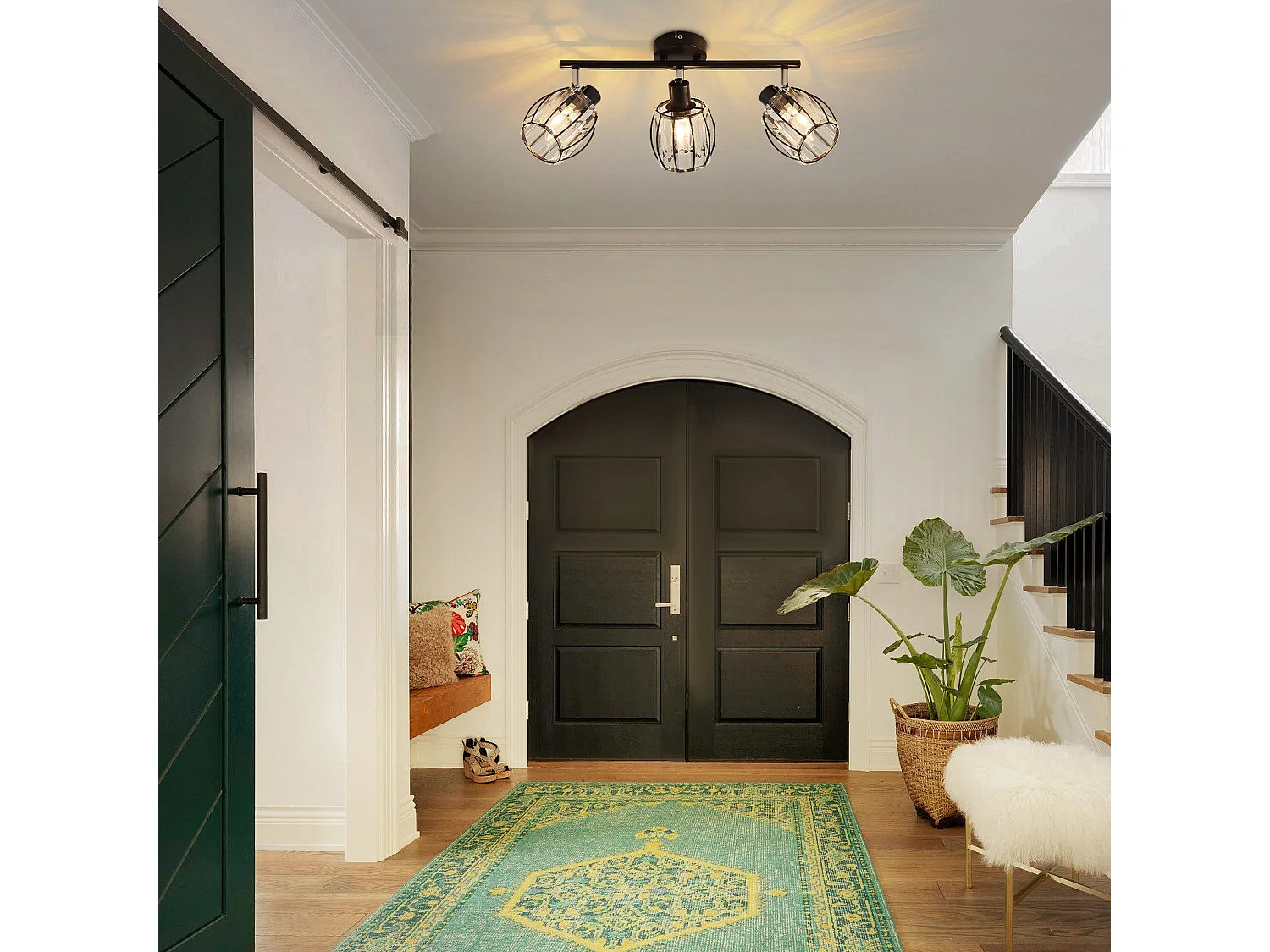 Lampa sufitowa Spot 3 płomienie Retro E14 Lampa sufitowa kryształowy abażur hotelowy