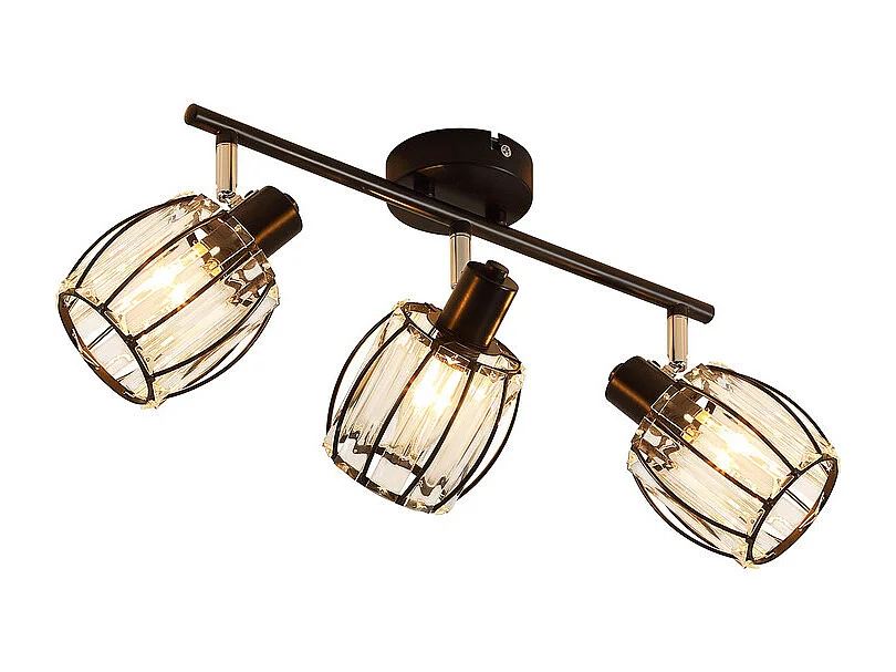 Plafonnier Spot 3 Flammes Rétro E14 Plafonnier Abat-jour Cristal Hôtel