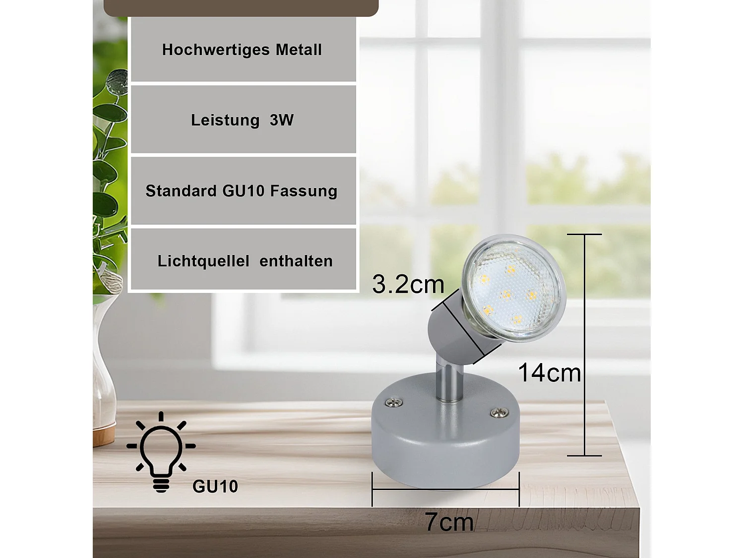NETTLIFE Verstellbarer LED Deckenstrahler GU10 1-flammig Industrieller Wohnzimmer Deckenstrahler