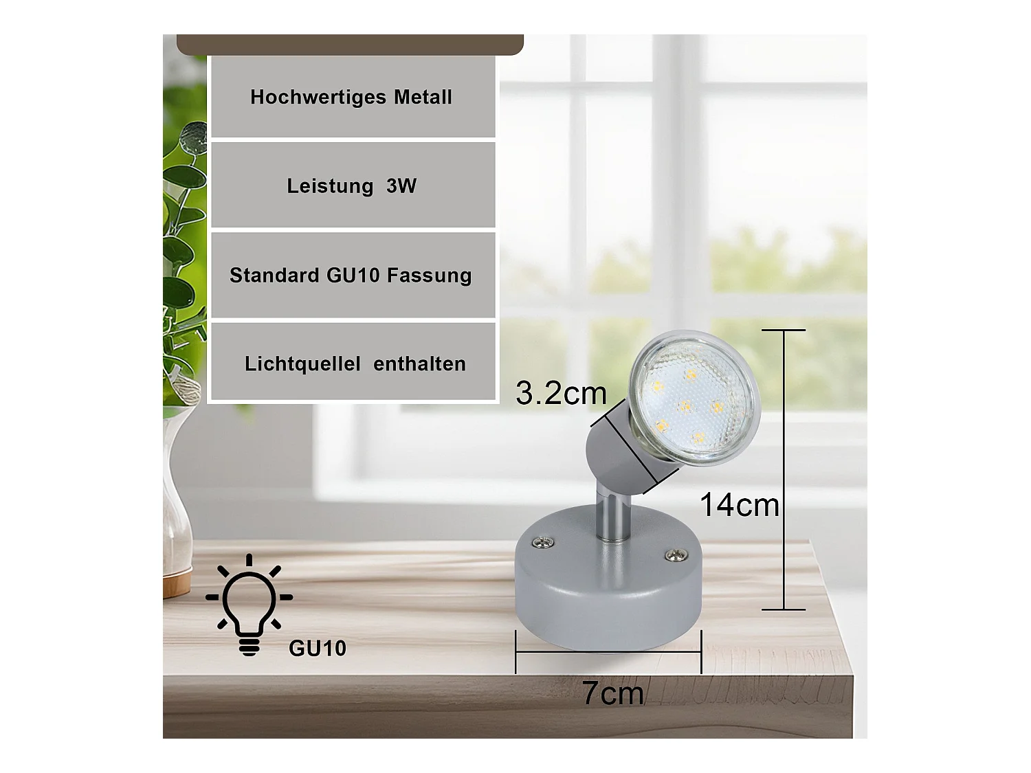 NETTLIFE Spot de plafond LED orientable GU10 1 ampoule spots de plafond salon industriel