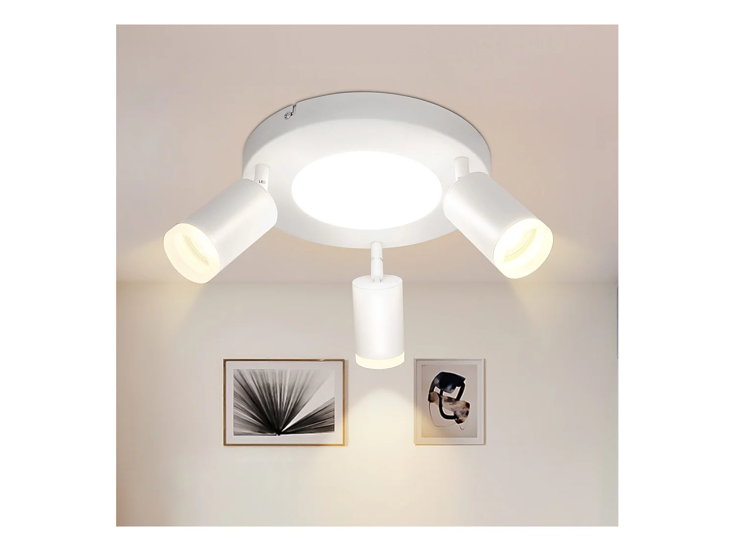 NETTLIFE Spot de plafond 3 ampoules GU10 20W chambre 3000k lampe de cuisine métal orientable