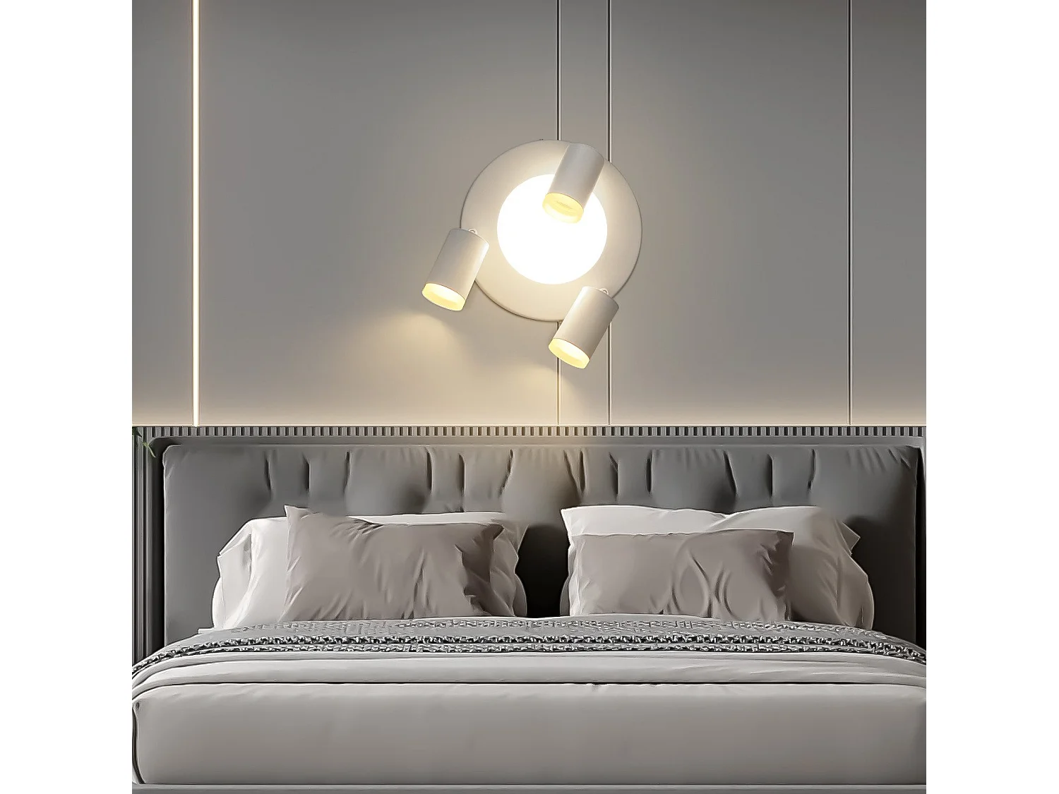 NETTLIFE Spot de plafond 3 ampoules GU10 20W chambre 3000k lampe de cuisine métal orientable