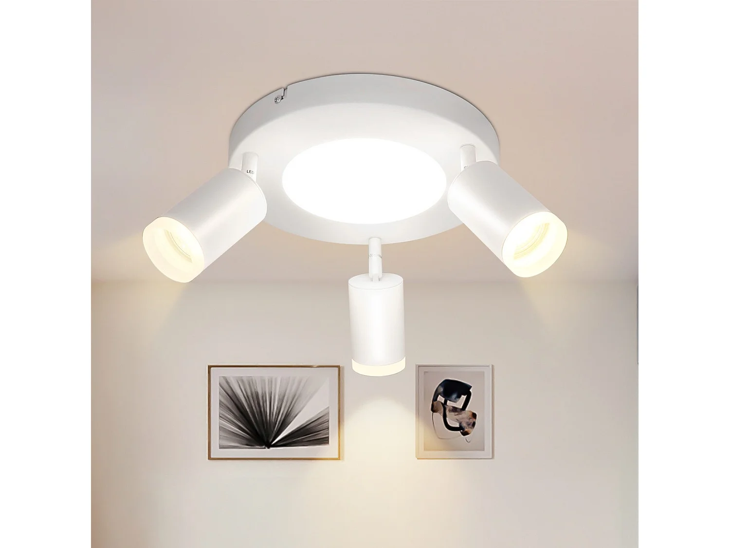 NETTLIFE Spot de plafond 3 ampoules GU10 20W chambre 3000k lampe de cuisine métal orientable