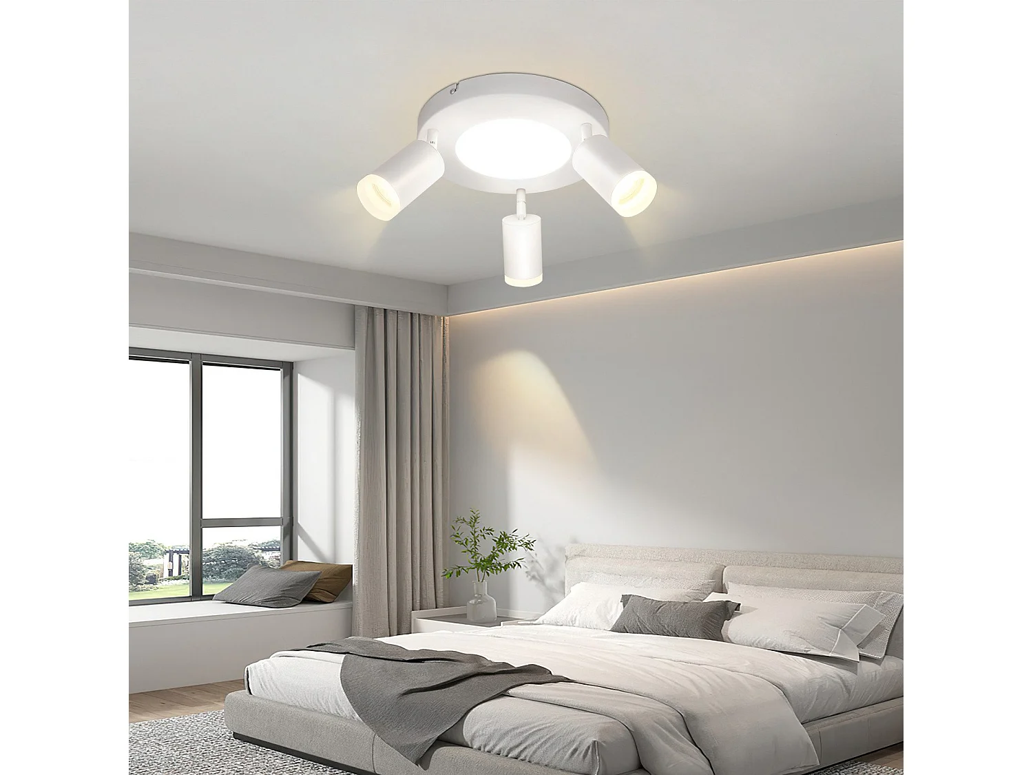 NETTLIFE Spot de plafond 3 ampoules GU10 20W chambre 3000k lampe de cuisine métal orientable