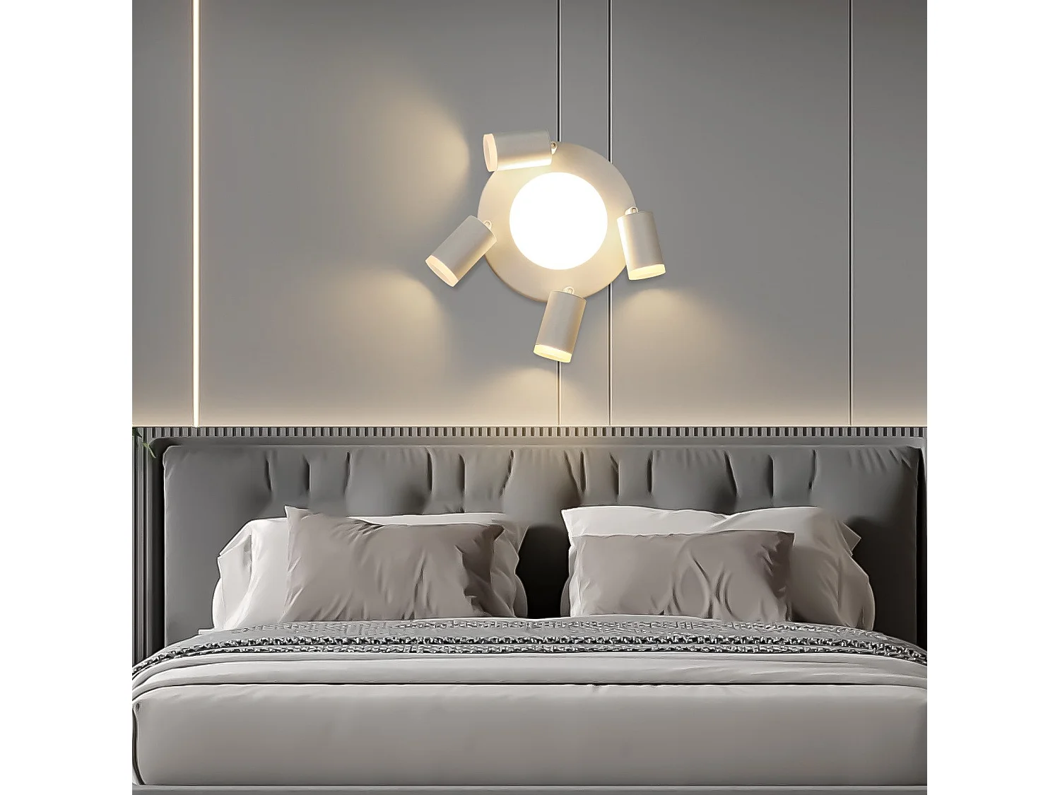 NETTLIFE Spot de plafond 4 ampoules rond 20W 3000K GU10 installation facile blanc chaud orientable 350° moderne