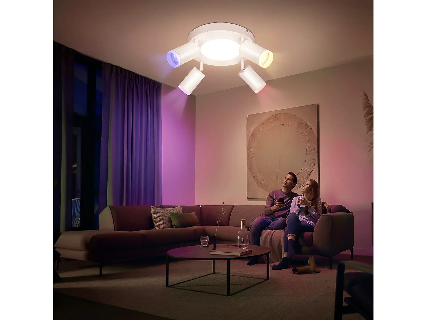 NETTLIFE Spot de plafond 4 ampoules rond 20W 3000K GU10 installation facile blanc chaud orientable 350° moderne