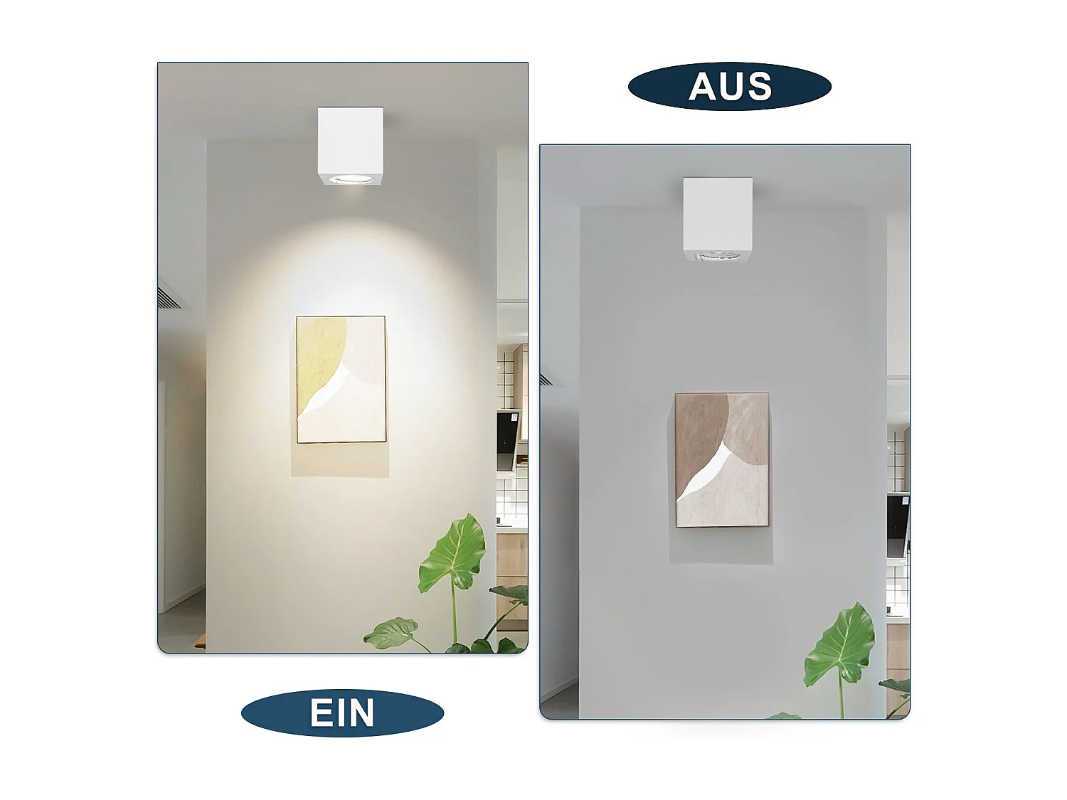 NETTLIFE Spot en saillie blanc GU10 spot en saillie carré 40W plâtre petit plafonnier moderne