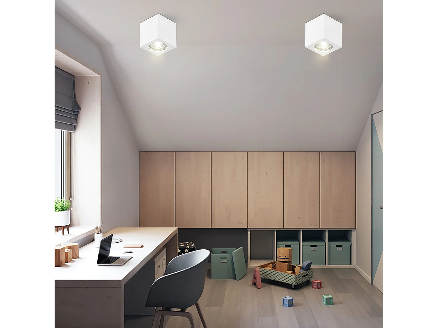 NETTLIFE Spot en saillie blanc GU10 spot en saillie carré 40W plâtre petit plafonnier moderne