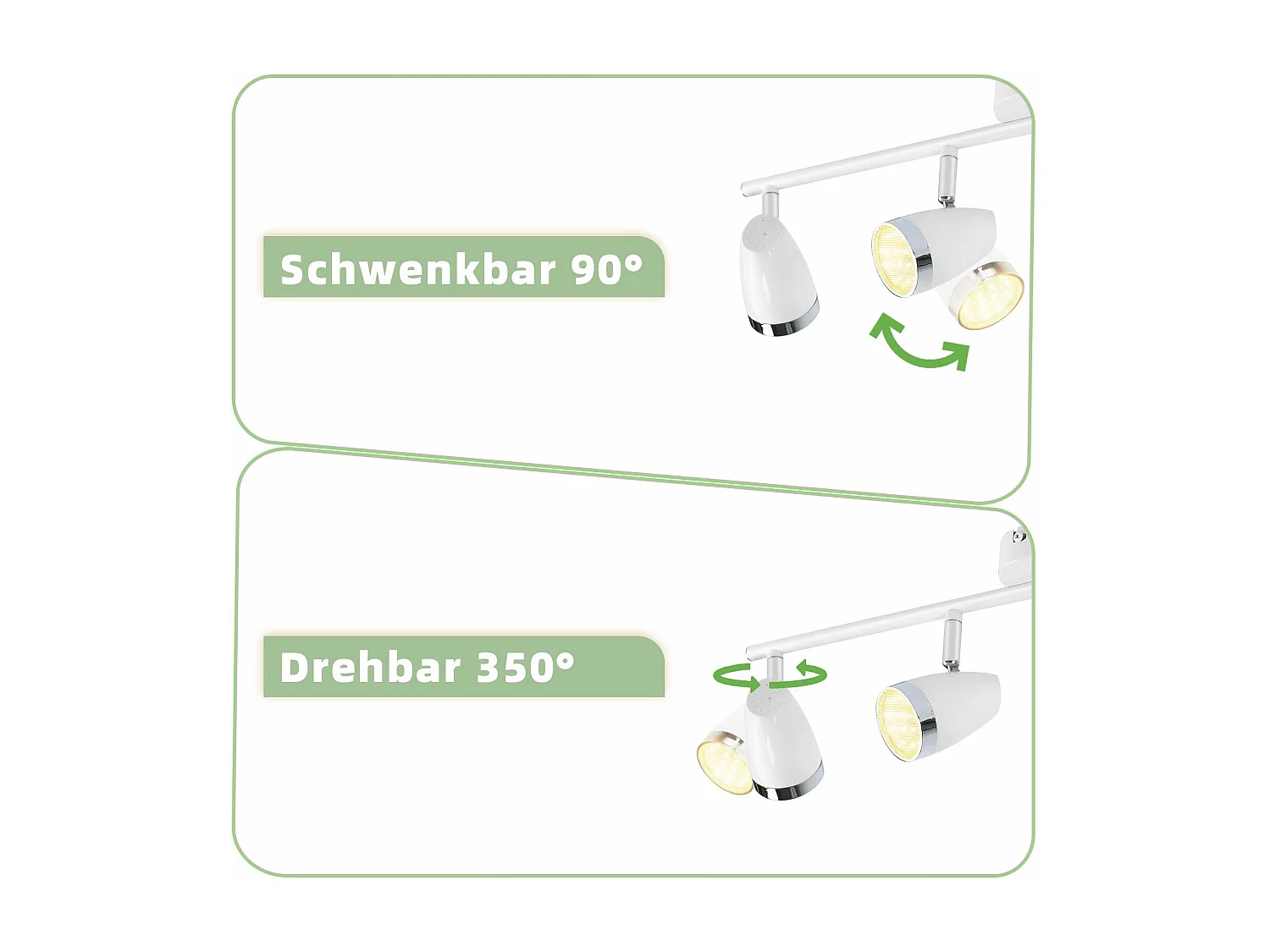 NETTLIFE Spot de plafond LED 4 ampoules moderne 4W blanc blanc chaud 3000K