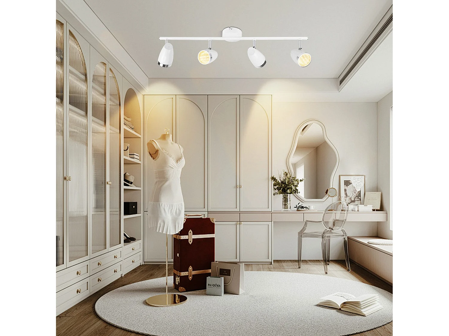 NETTLIFE Spot de plafond LED 4 ampoules moderne 4W blanc blanc chaud 3000K