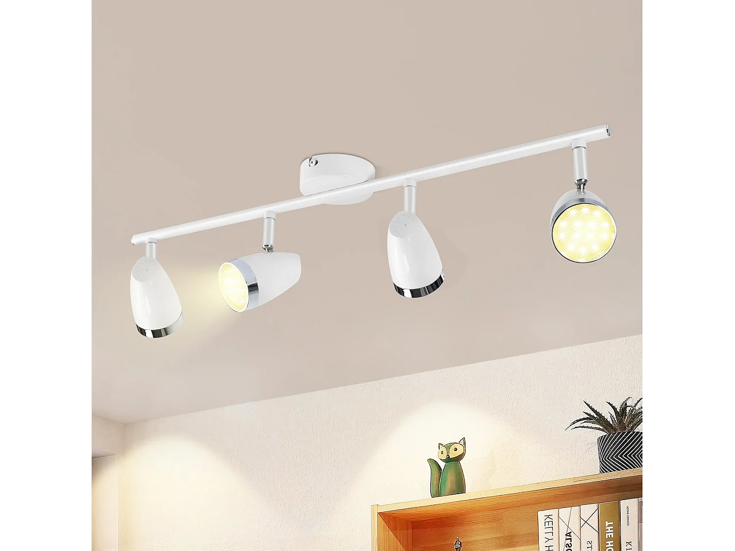 NETTLIFE Spot de plafond LED 4 ampoules moderne 4W blanc blanc chaud 3000K