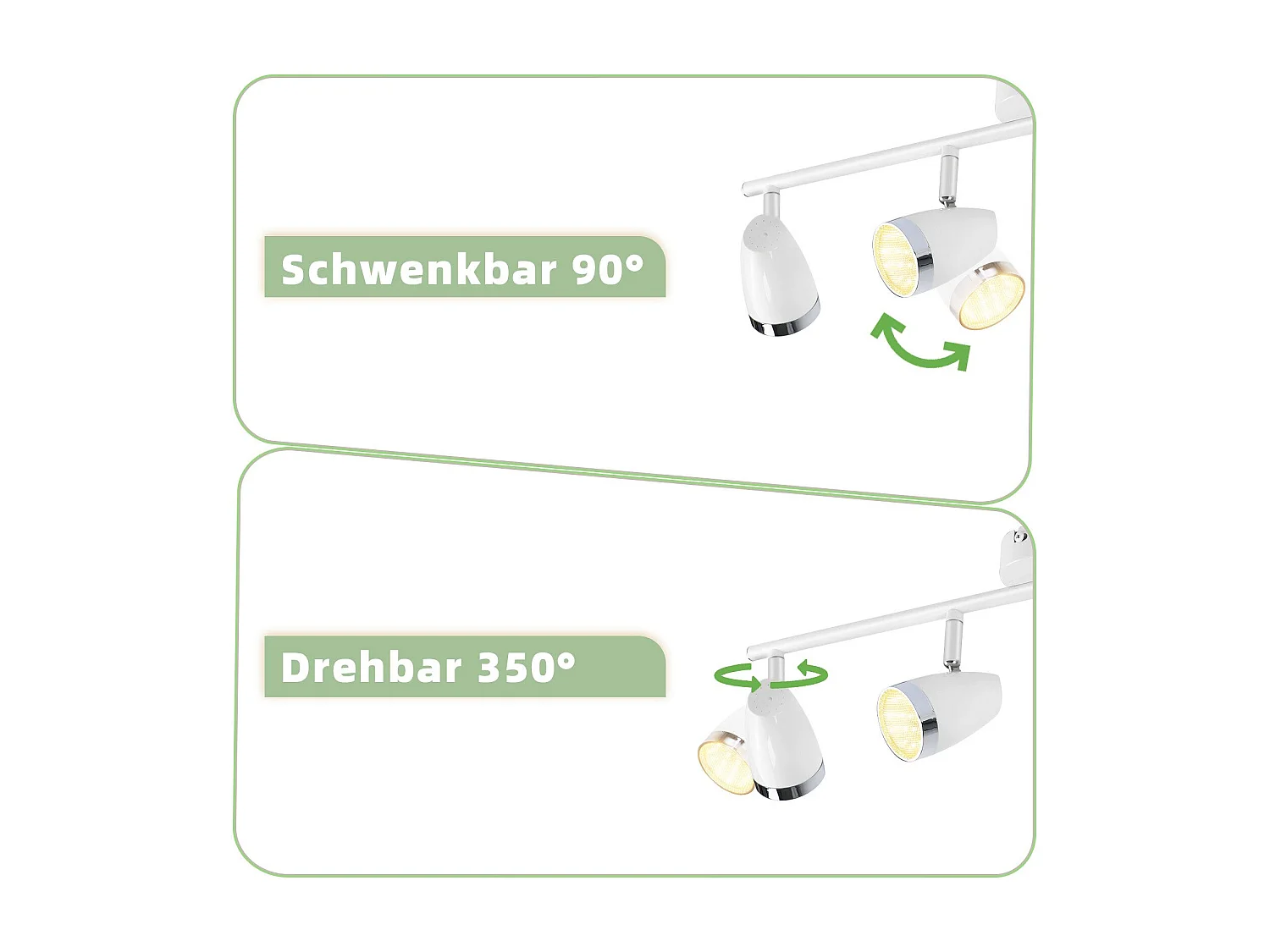 NETTLIFE Spot de plafond LED 4 ampoules moderne 4W blanc blanc chaud 3000K