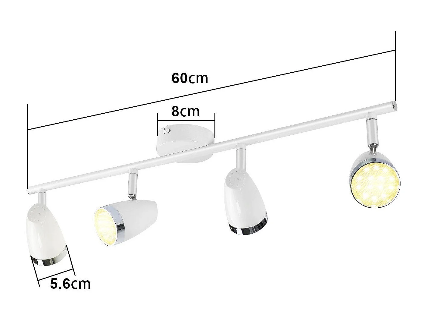 NETTLIFE Spot de plafond LED 4 ampoules moderne 4W blanc blanc chaud 3000K