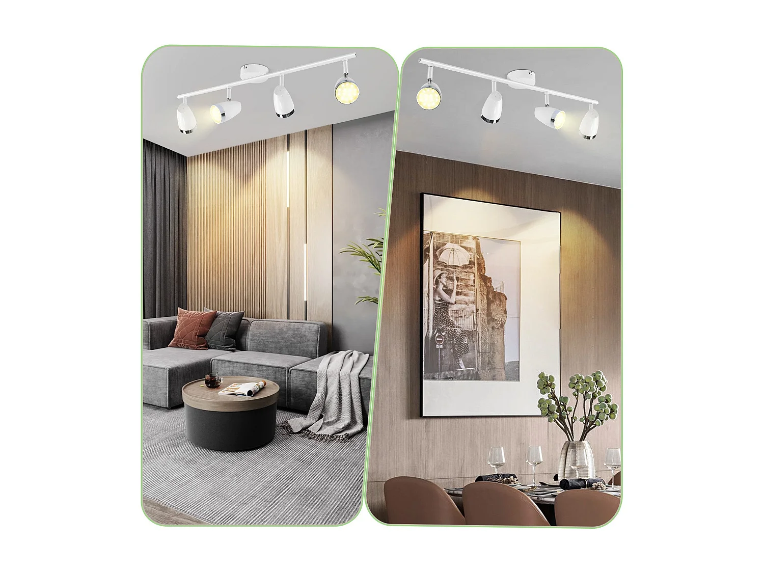 NETTLIFE Spot de plafond LED 4 ampoules moderne 4W blanc blanc chaud 3000K