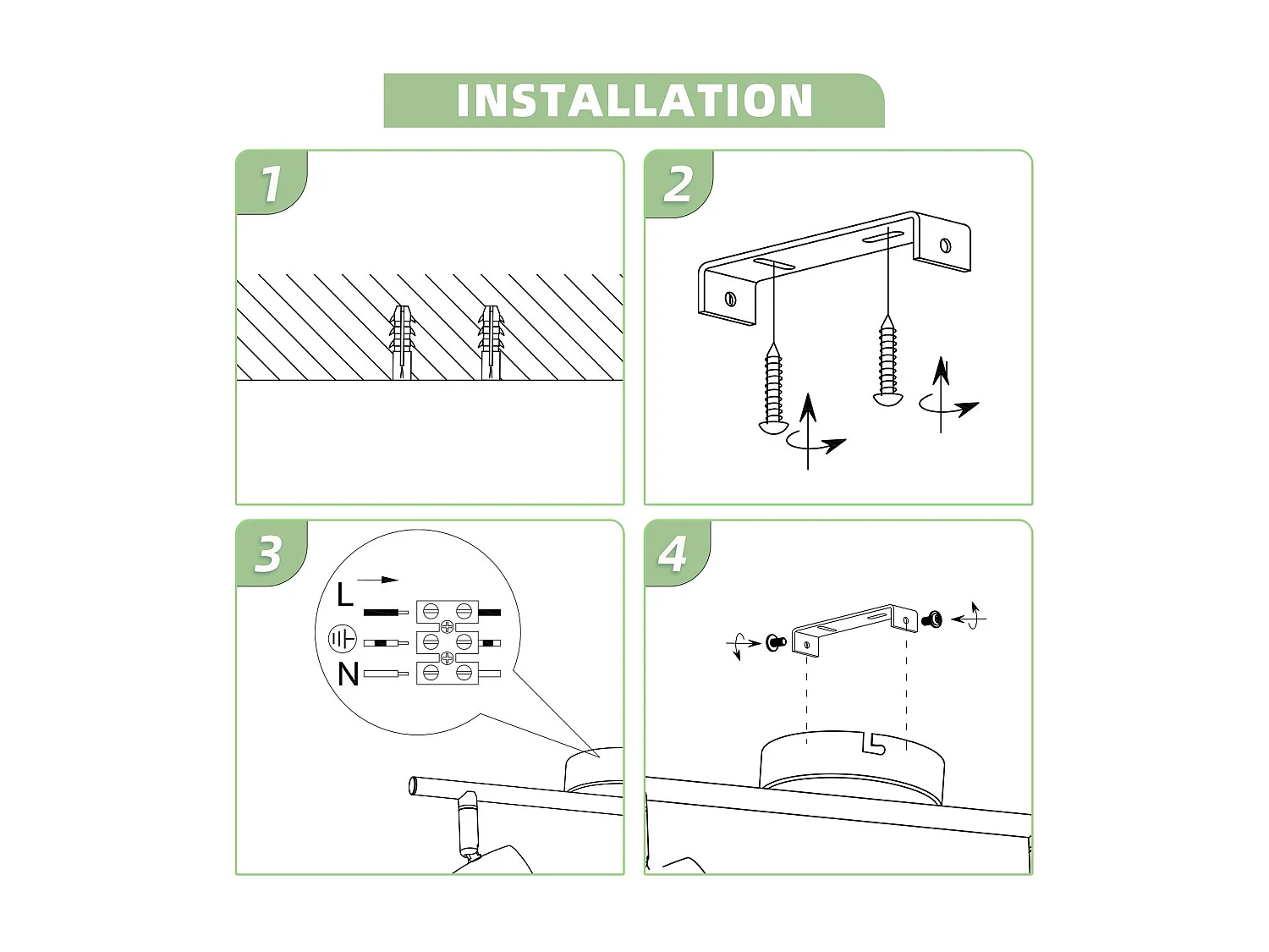NETTLIFE Spot de plafond LED 4 ampoules moderne 4W blanc blanc chaud 3000K