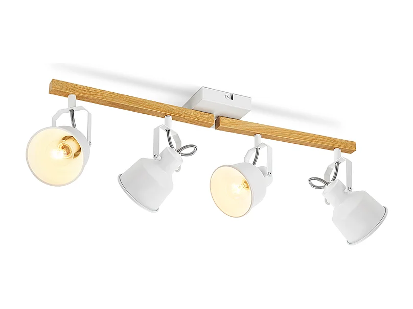 NETTLIFE Spot de Plafond 4 Flammes Orientable à 350° Vintage  E14 de conception de haute qualité en bois veiné