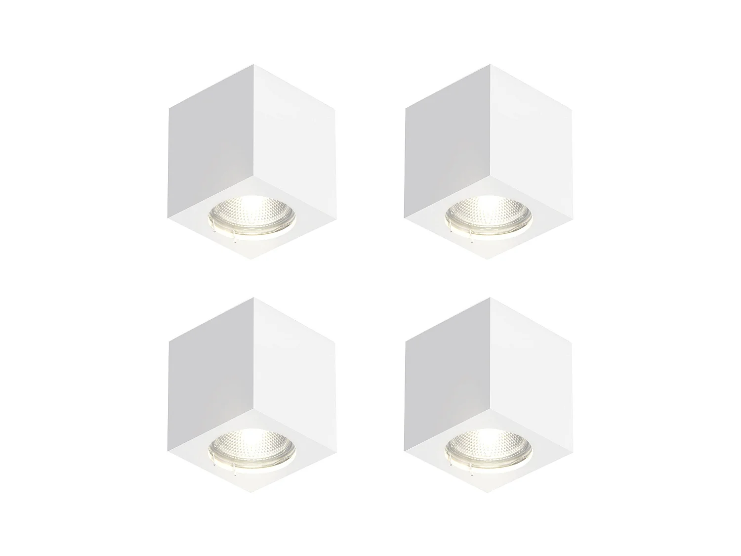 NETTLIFE 4 Spot en saillie blanc GU10 spot en saillie carré 40W plâtre petit plafonnier moderne