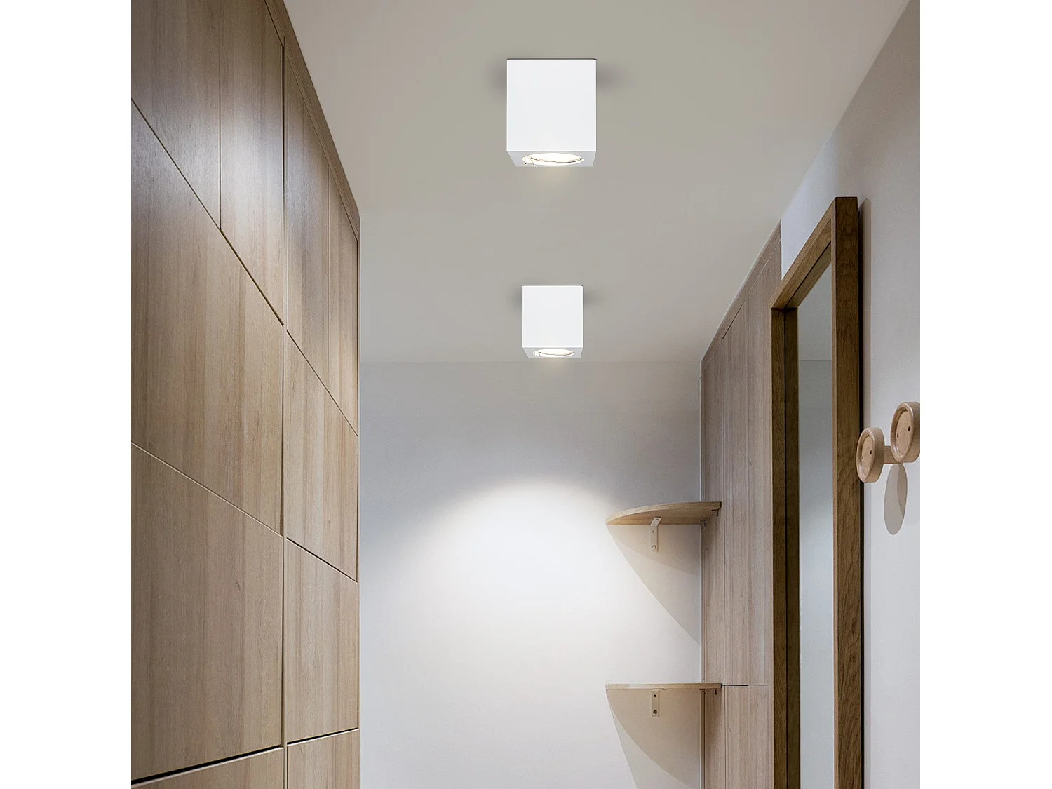 NETTLIFE 4 Spot en saillie blanc GU10 spot en saillie carré 40W plâtre petit plafonnier moderne