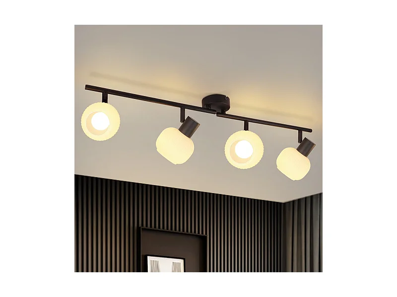 NETTLIFE Plafondspot E14 Plafondlamp 4 Lampen Binnen Glas Lampenkap Verstelbare Spot