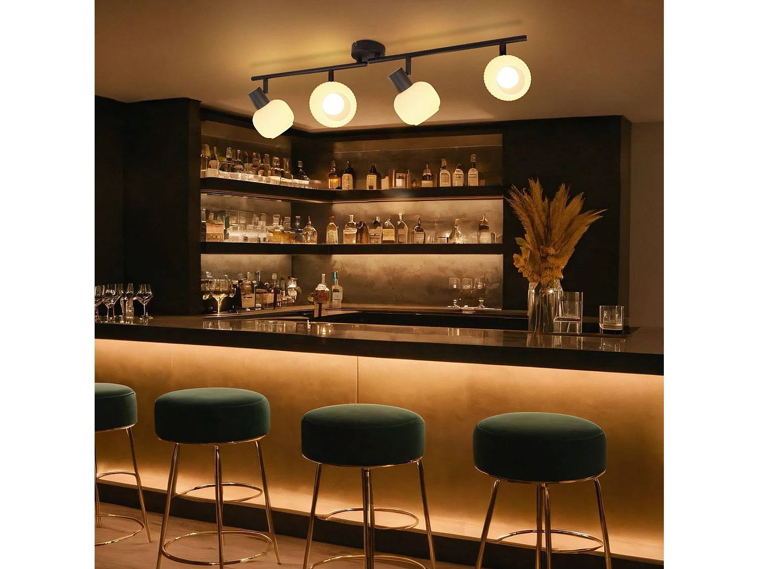 NETTLIFE Deckenstrahler E14 Deckenlampe 4-flammig Innen Glas Lampenschirm Verstellbar Strahler