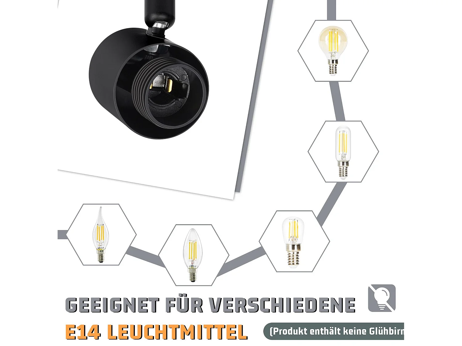 NETTLIFE  reflektor sufitowy E14 Lampa sufitowa 4 żarówki Wewnętrzny szklany klosz Regulowany reflektor