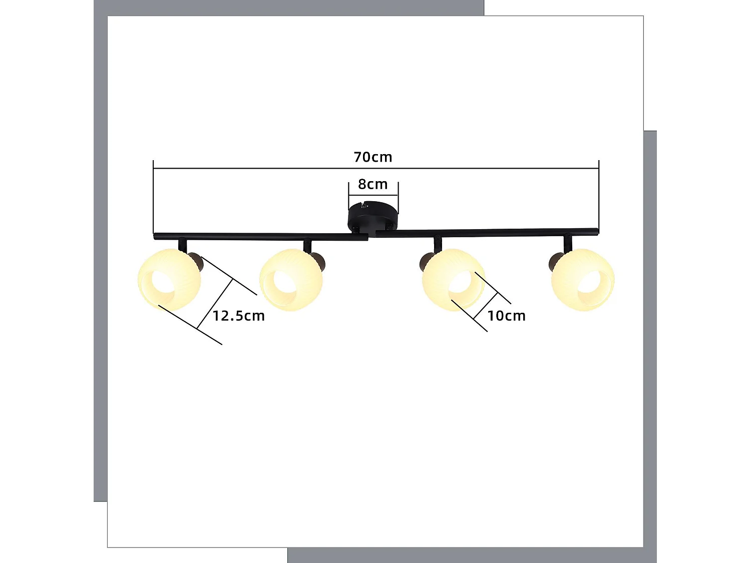 NETTLIFE Spot de plafond  E14 plafonnier 4 ampoules intérieur abat-jour en verre spot orientable