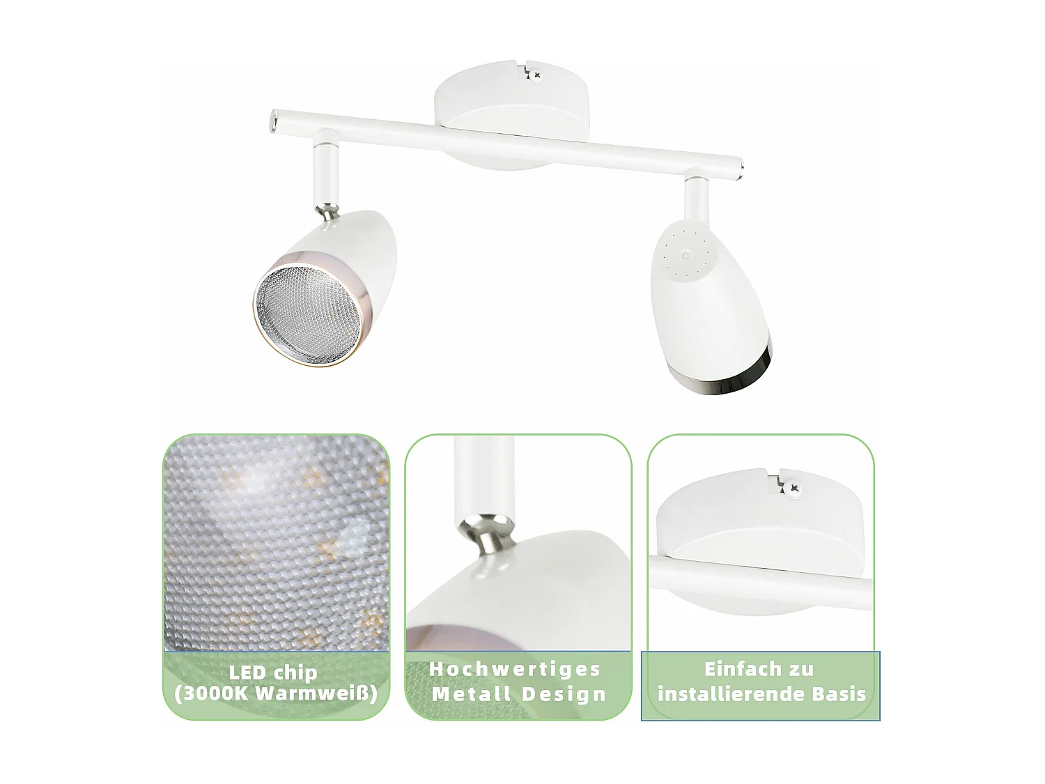 Foco de techo LED NETTLIFE 2 bombillas moderno 4W blanco cálido 3000K