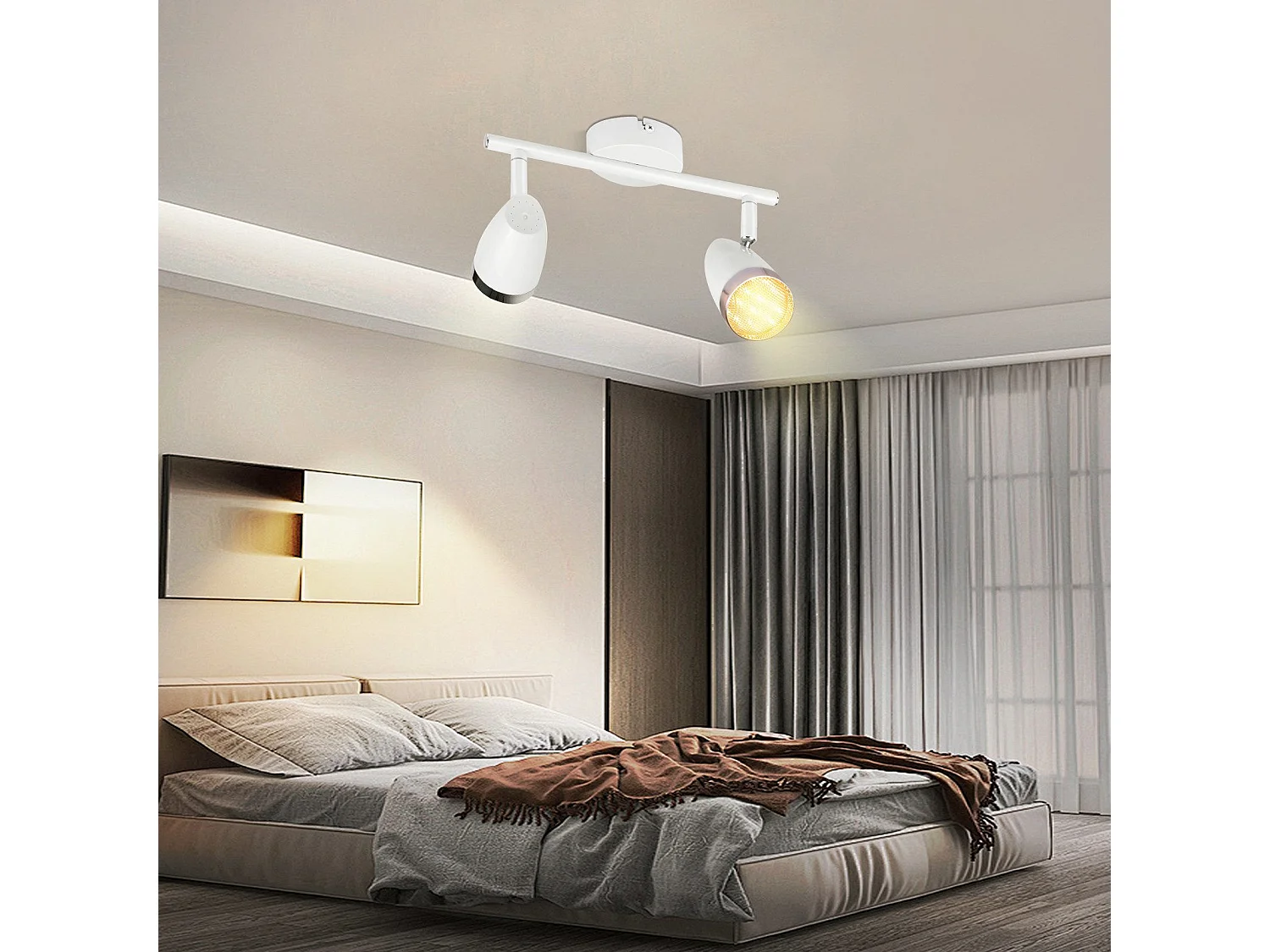 NETTLIFE Spot de plafond LED 2 ampoules moderne 4W blanc blanc chaud 3000K