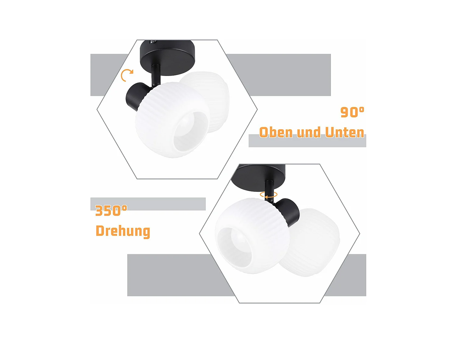NETTLIFE Spot de plafond noir E14 abat-jour en verre vintage d'intérieur Spot moderne pour chambre à coucher salon