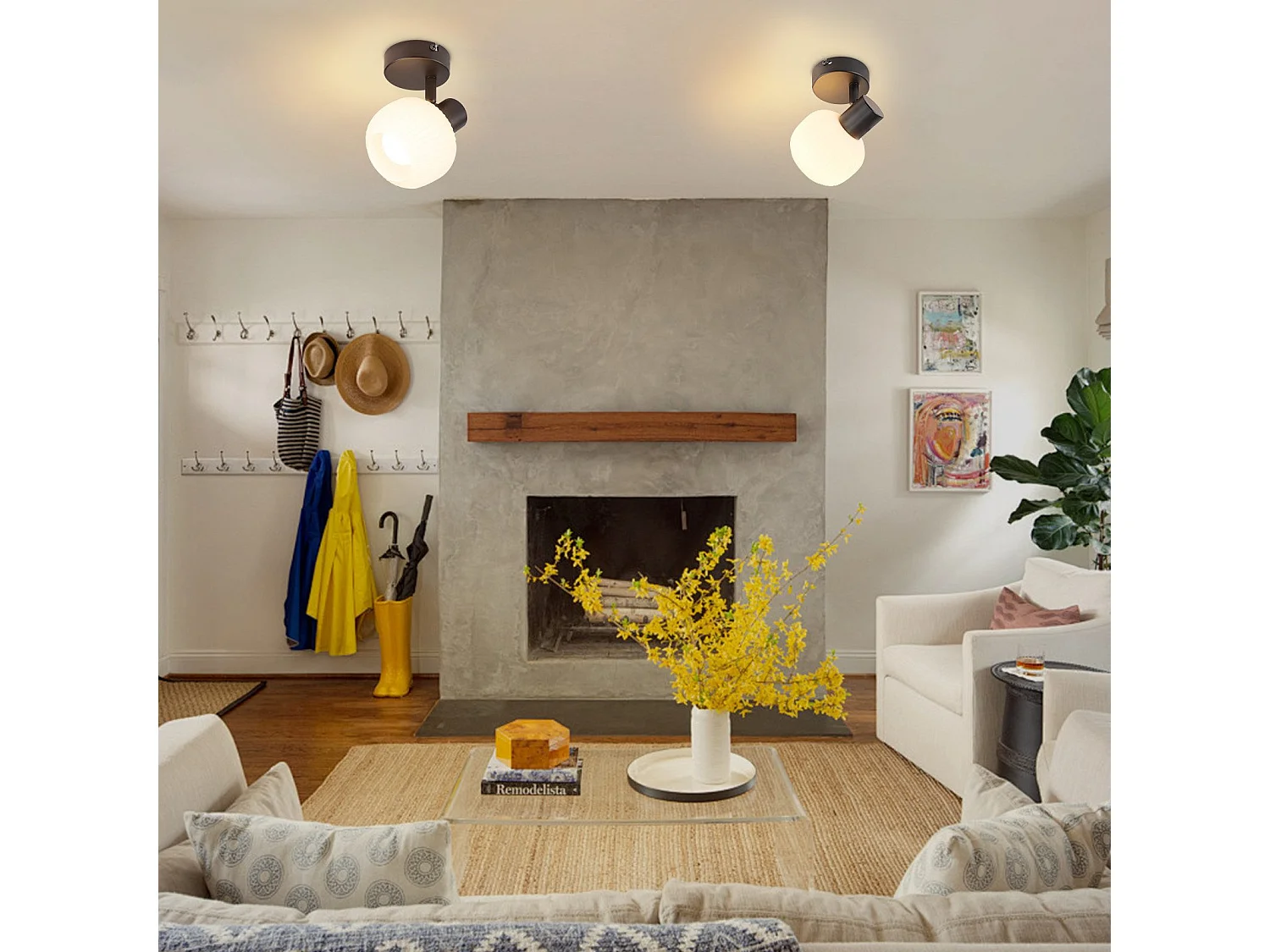 NETTLIFE Spot de plafond noir E14 abat-jour en verre vintage d'intérieur Spot moderne pour chambre à coucher salon