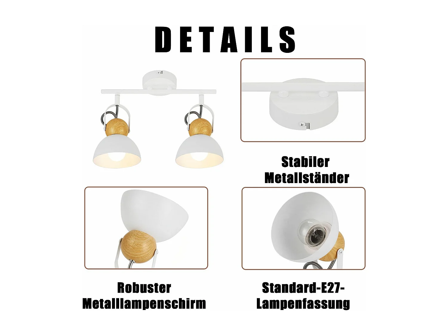 NETTLIFE Vintage plafondspot E27 350° verstelbaar ganglamp retro industrieel metaal verstelbaar