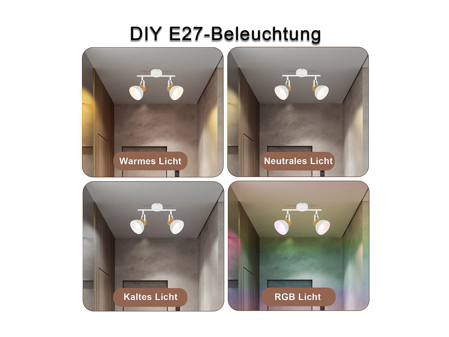 NETTLIFE Spot de plafond vintage  E27 orientable 350° lampe de couloir rétro métal industriel orientable