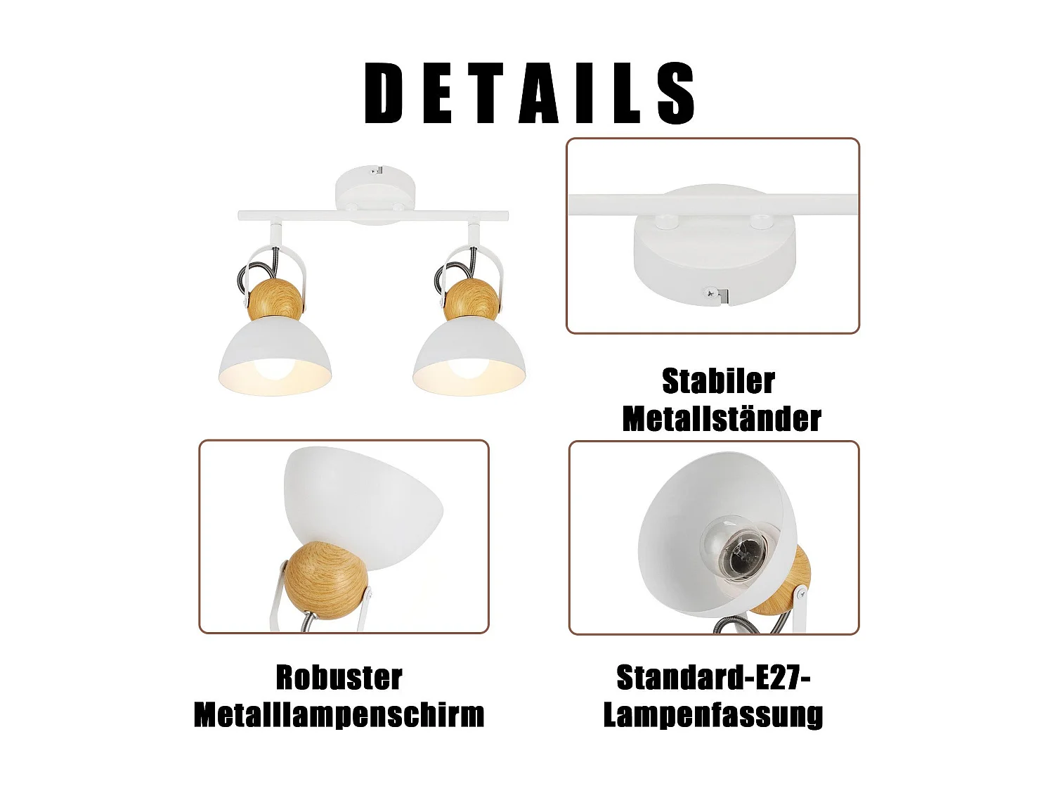 NETTLIFE Spot de plafond vintage  E27 orientable 350° lampe de couloir rétro métal industriel orientable