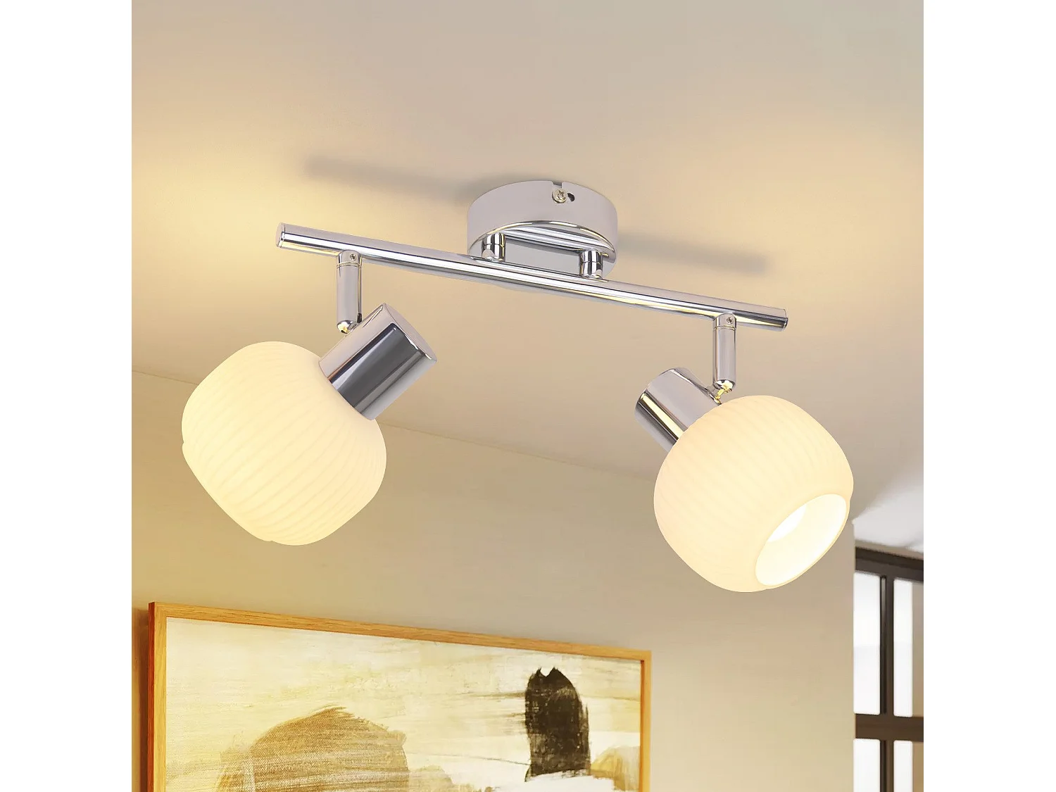 NETTLIFE 2 Spot de plafond blanc E14 intérieur vintage abat-jour en verre spot sans ampoules