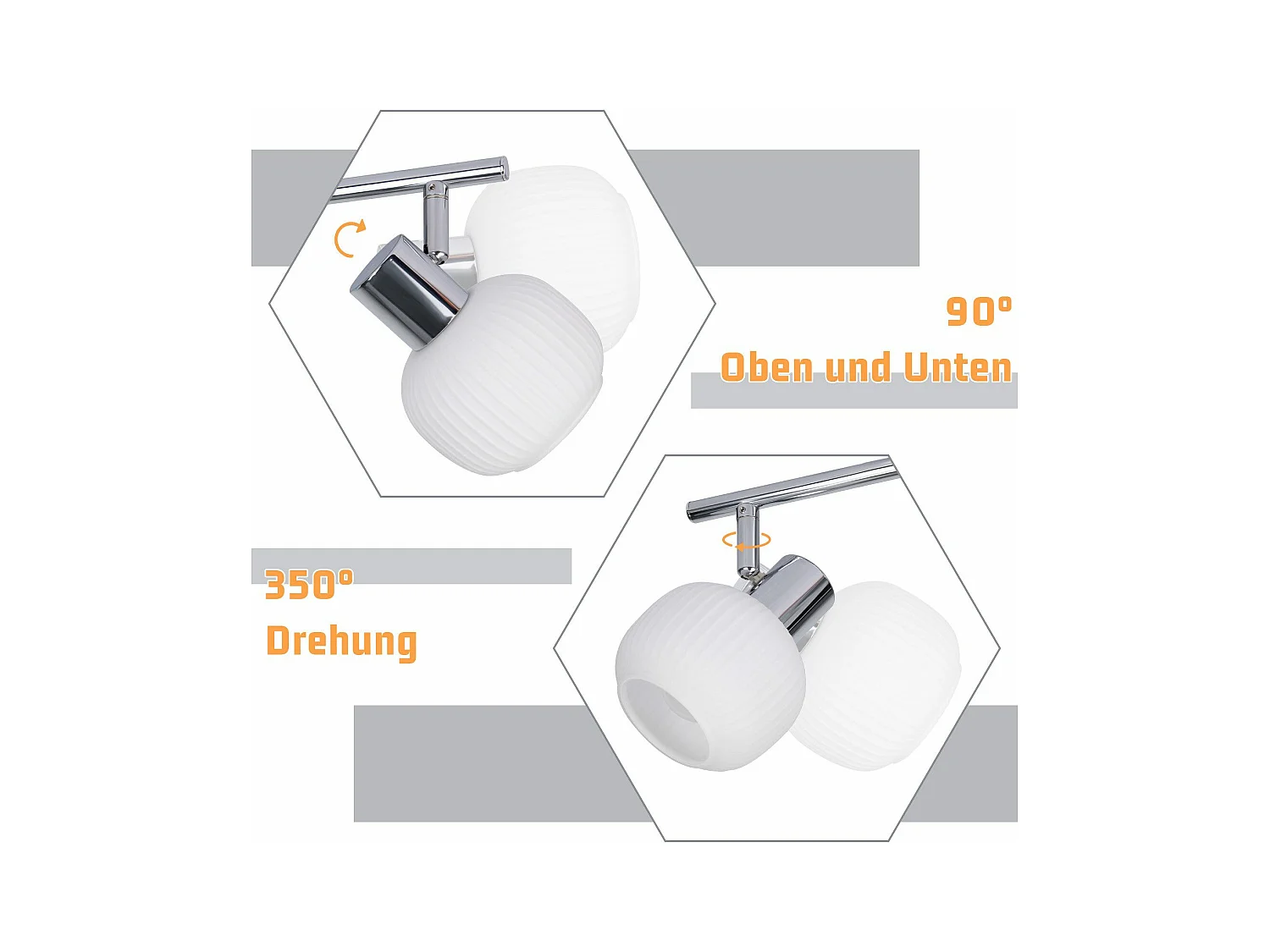 NETTLIFE 2 Spot de plafond blanc E14 intérieur vintage abat-jour en verre spot sans ampoules