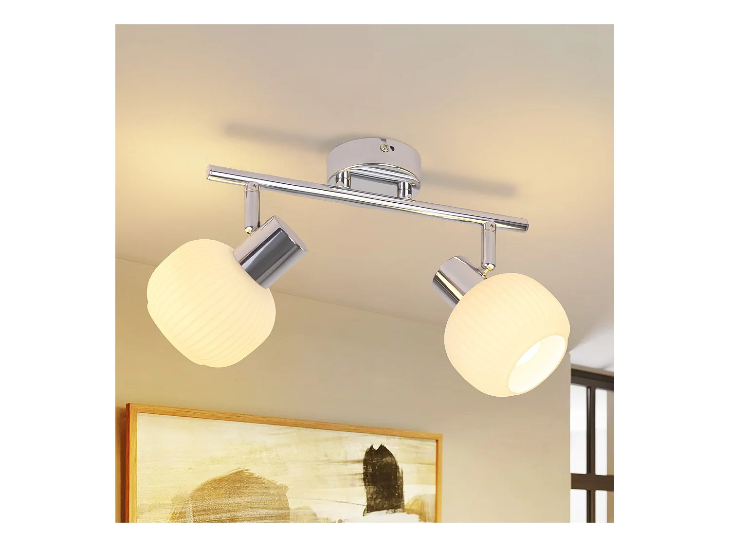 NETTLIFE 2 Spot de plafond blanc E14 intérieur vintage abat-jour en verre spot sans ampoules