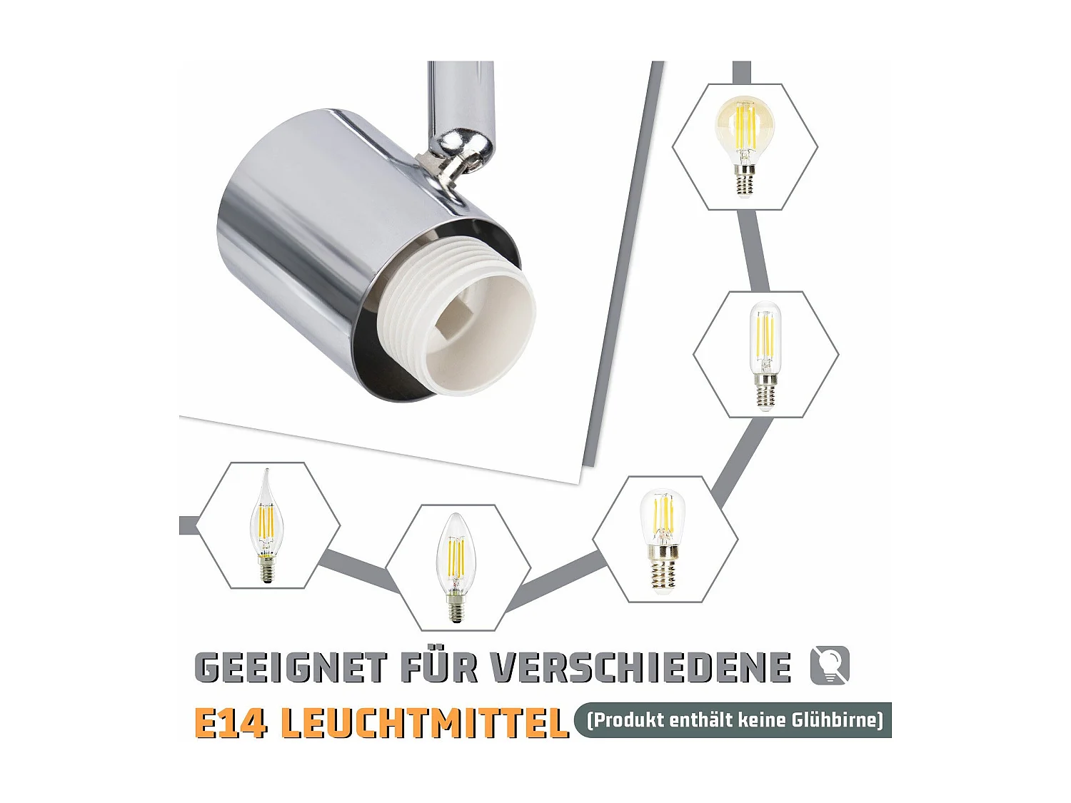 NETTLIFE 2 Spot de plafond blanc E14 intérieur vintage abat-jour en verre spot sans ampoules