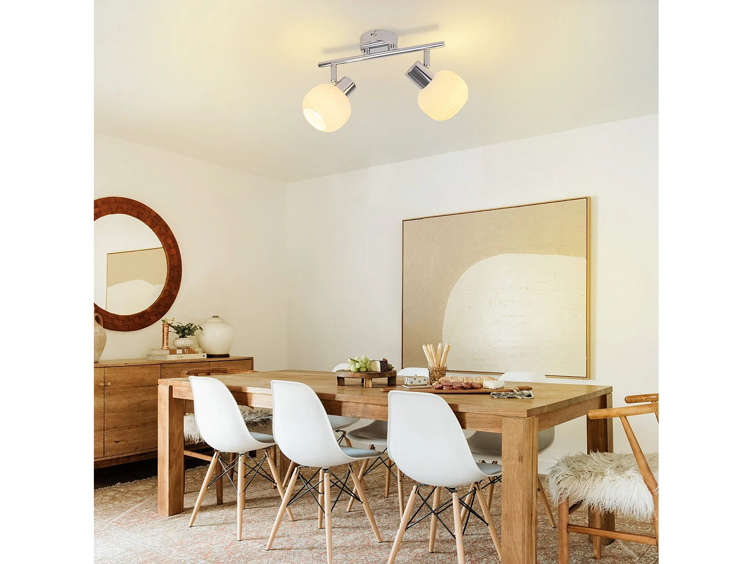 NETTLIFE 2 Spot de plafond blanc E14 intérieur vintage abat-jour en verre spot sans ampoules