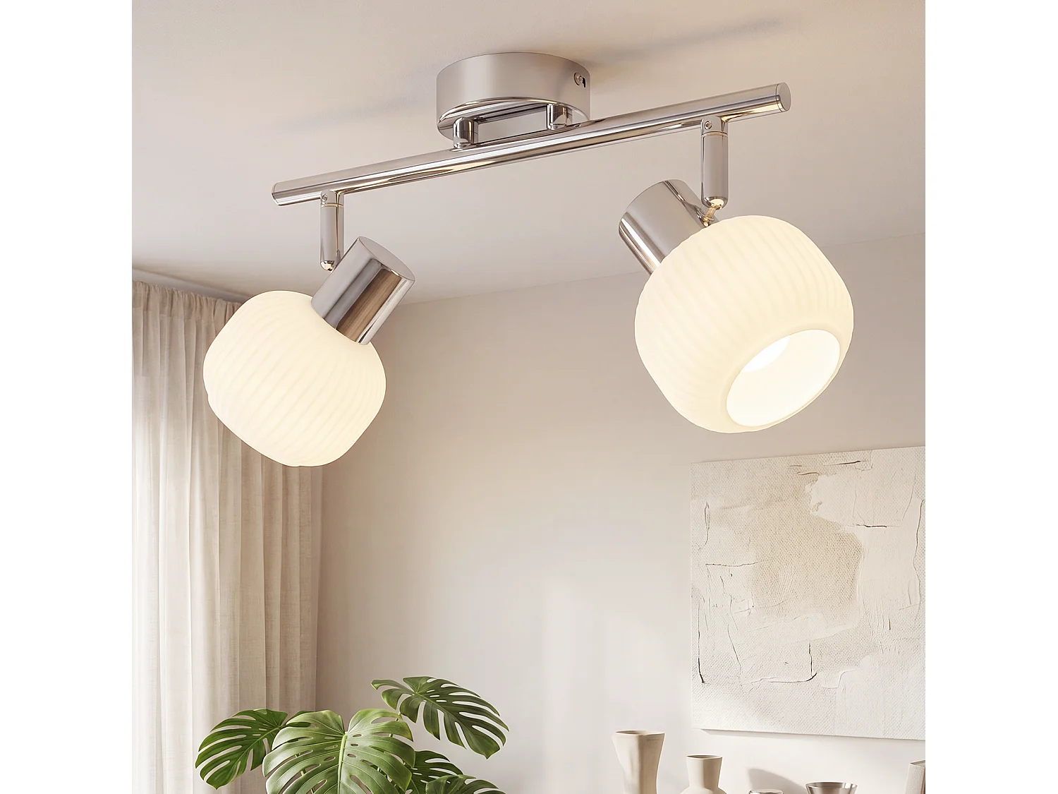NETTLIFE 2 Spot de plafond blanc E14 intérieur vintage abat-jour en verre spot sans ampoules